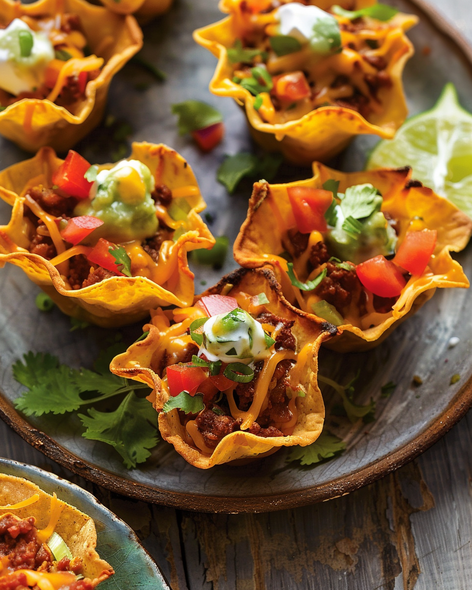 Mini Taco Cups with Ground Beef