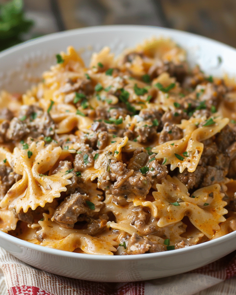 Creamy Beef & Bowtie Pasta Recipe