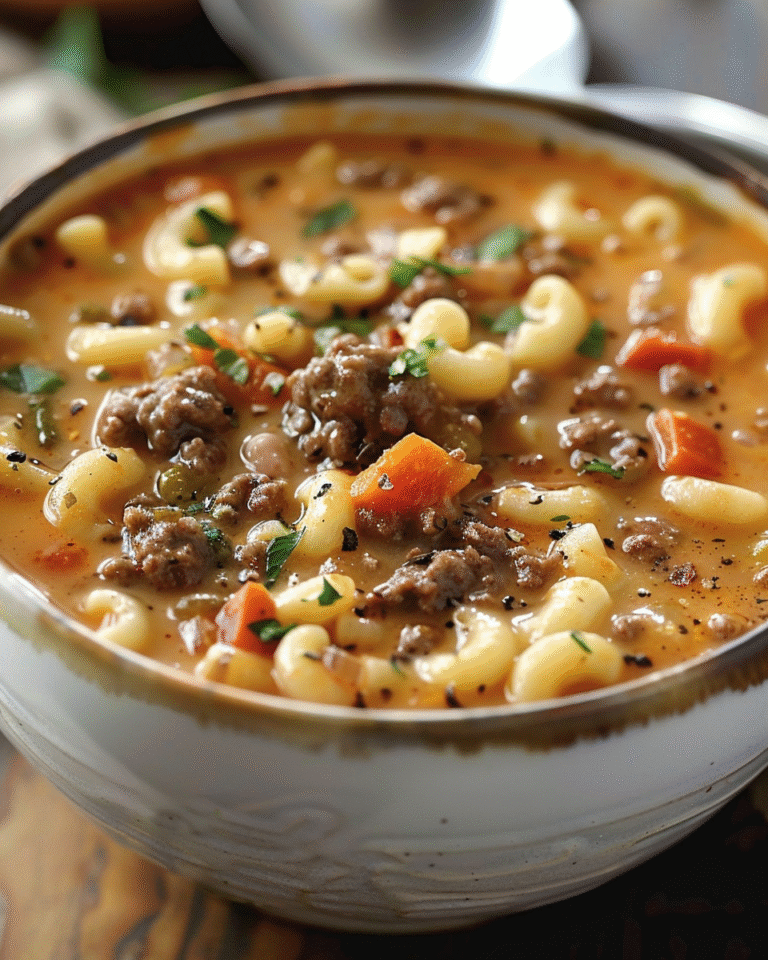 One-Pot Macaroni Cheeseburger Soup Recipe
