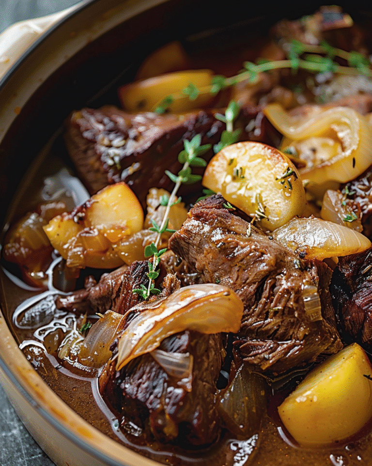 Cider Braised Beef with Apples and Onions Recipe