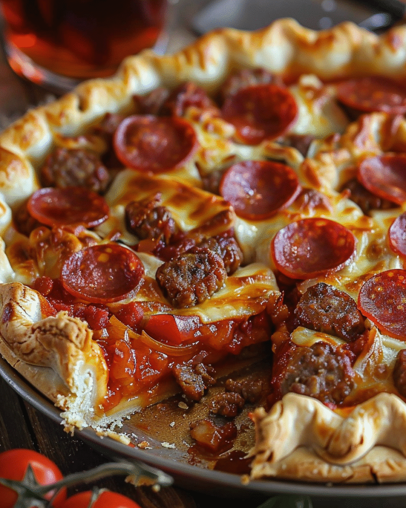 Deep Hamburger Beef Sausage & Pepperoni Pie