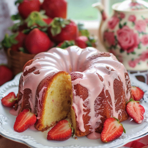 Strawberry Cream Cheese Cake with Cake Mix