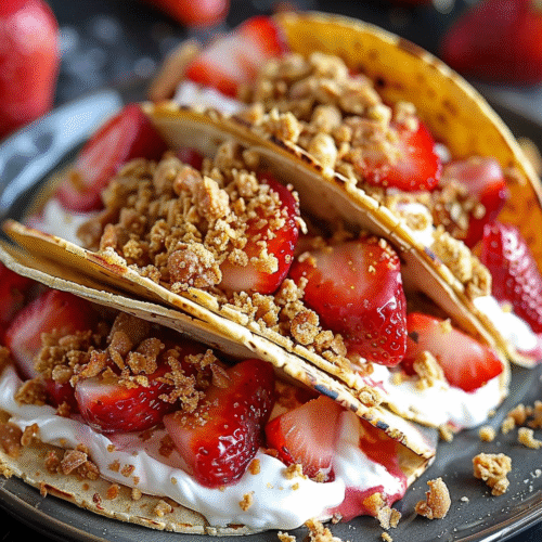Strawberry Crunch Cheesecake Tacos