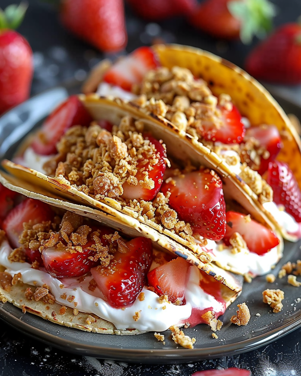 Strawberry Crunch Cheesecake Tacos