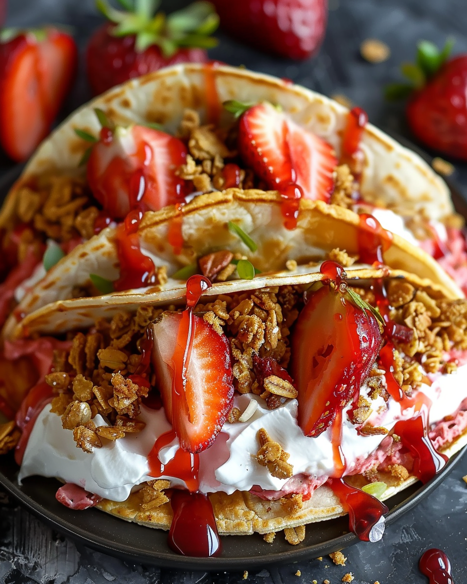 Strawberry Crunch Cheesecake Tacos Recipe