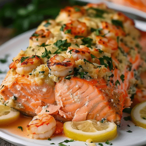 Crab and Shrimp Stuffed Salmon