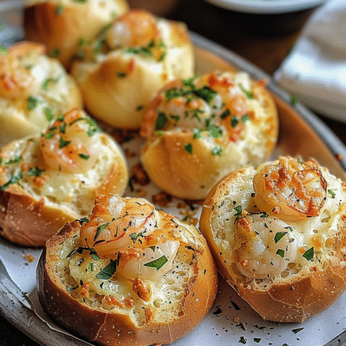 Crabby Shrimp Stuffed Garlic Bread