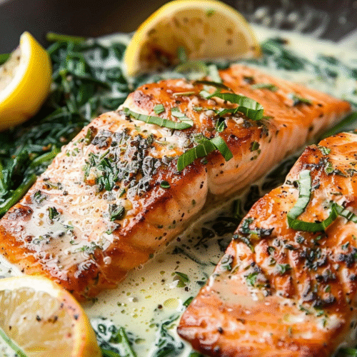 Creamy Garlic Butter Salmon with Spinach