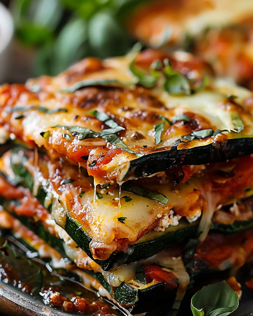 Layered Zucchini Ricotta Melts with Marinara