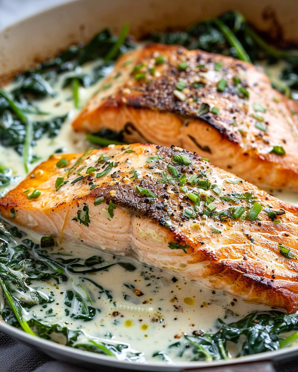 Garlic Butter Salmon with Spinach
