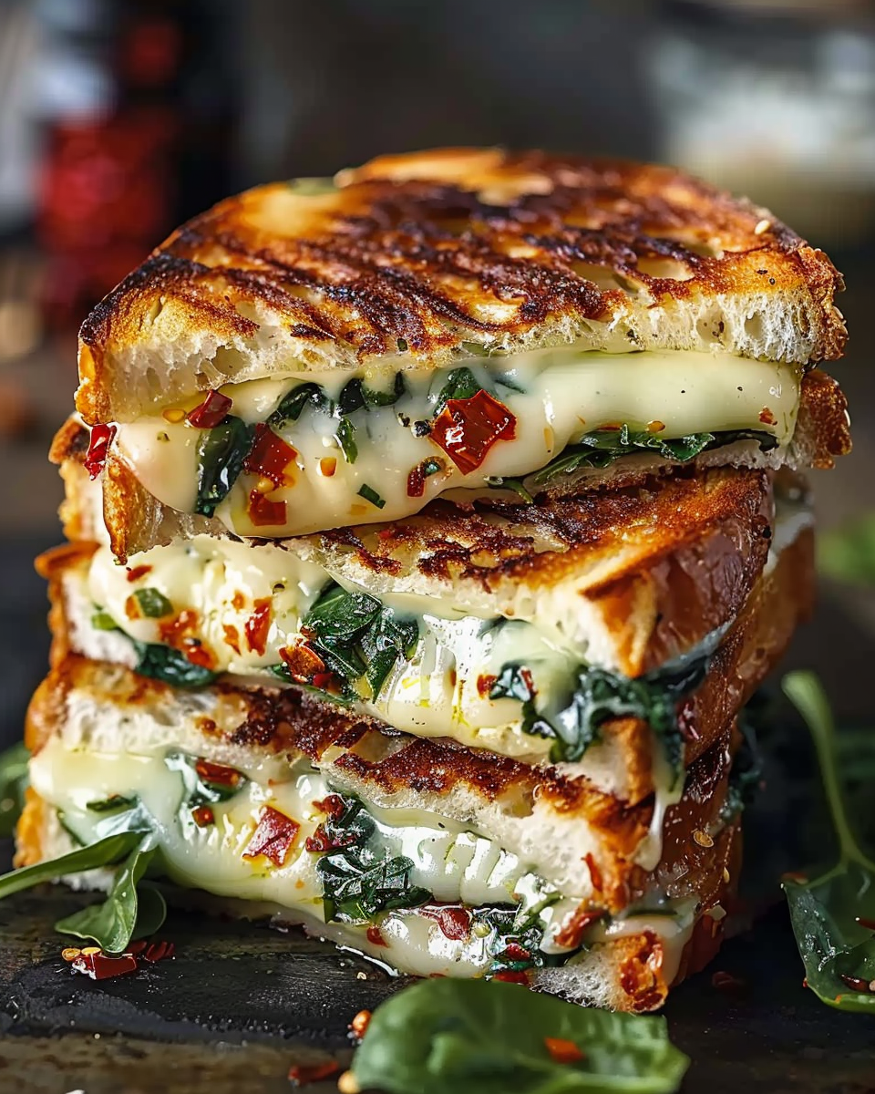 Sun-Dried Tomato, Spinach, and Ricotta Grilled Cheese