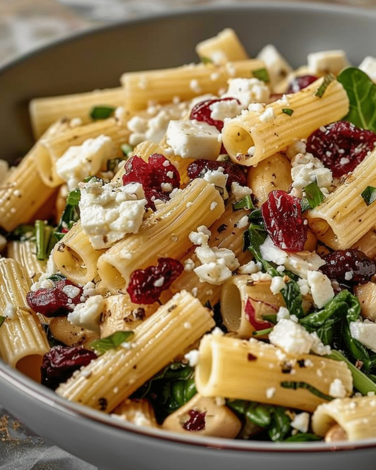 Feta & Cranberry Rigatoni Salad with Lemon Vinaigrette Recipe