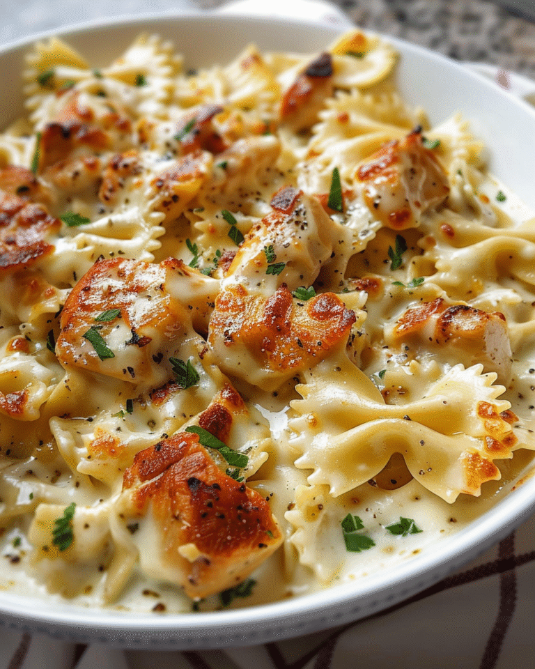 Mozzarella Garlic Butter Chicken Bowties in Cheesy Cream