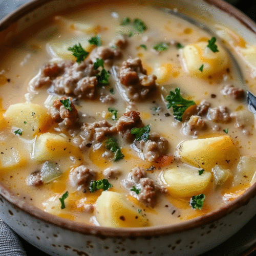 Cheesy Hamburger Potato Soup