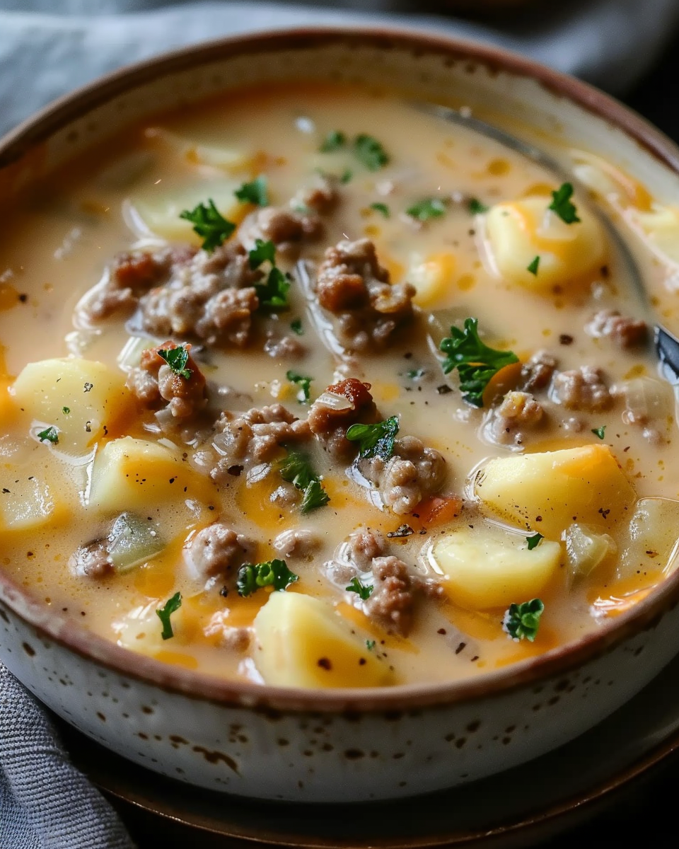Cheesy Hamburger Potato Soup