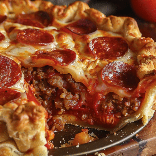 Deep Hamburger Beef Sausage & Pepperoni Pie