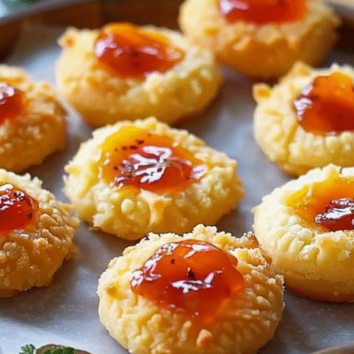 Cheesy Thumbprint Appetizers with Hot Pepper Jelly