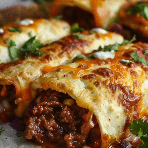 Crispy Beef & Cheesy Chimichangas