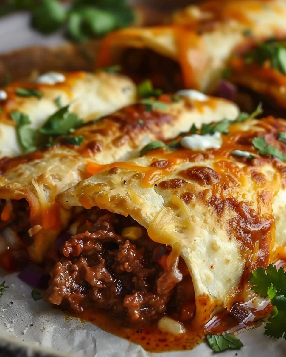 Crispy Beef & Cheesy Chimichangas