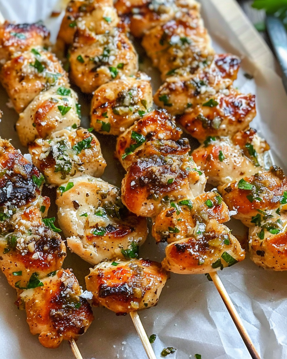 Ranch Garlic Parmesan Chicken Skewers