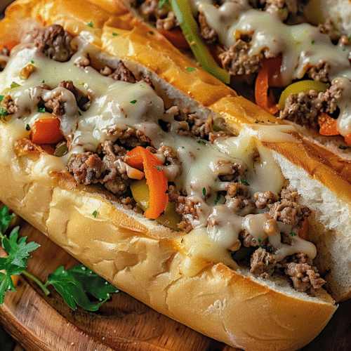 Ground Beef Philly Cheesesteak Skillet