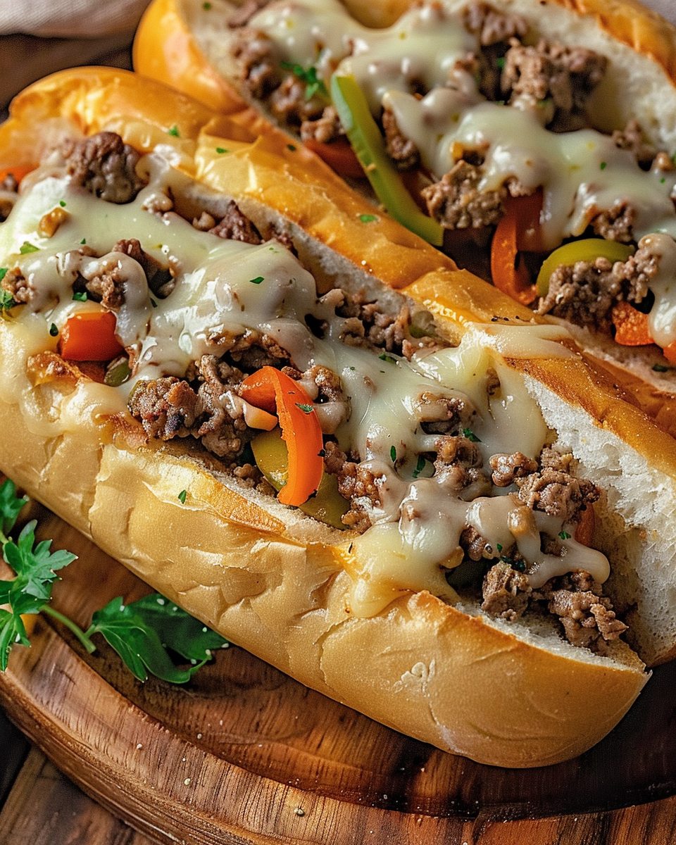 Ground Beef Philly Cheesesteak Skillet