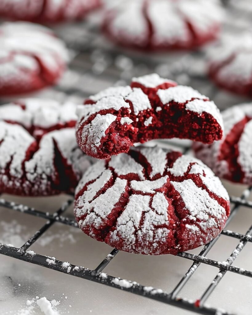 Soft Red Velvet Crinkle Cookies