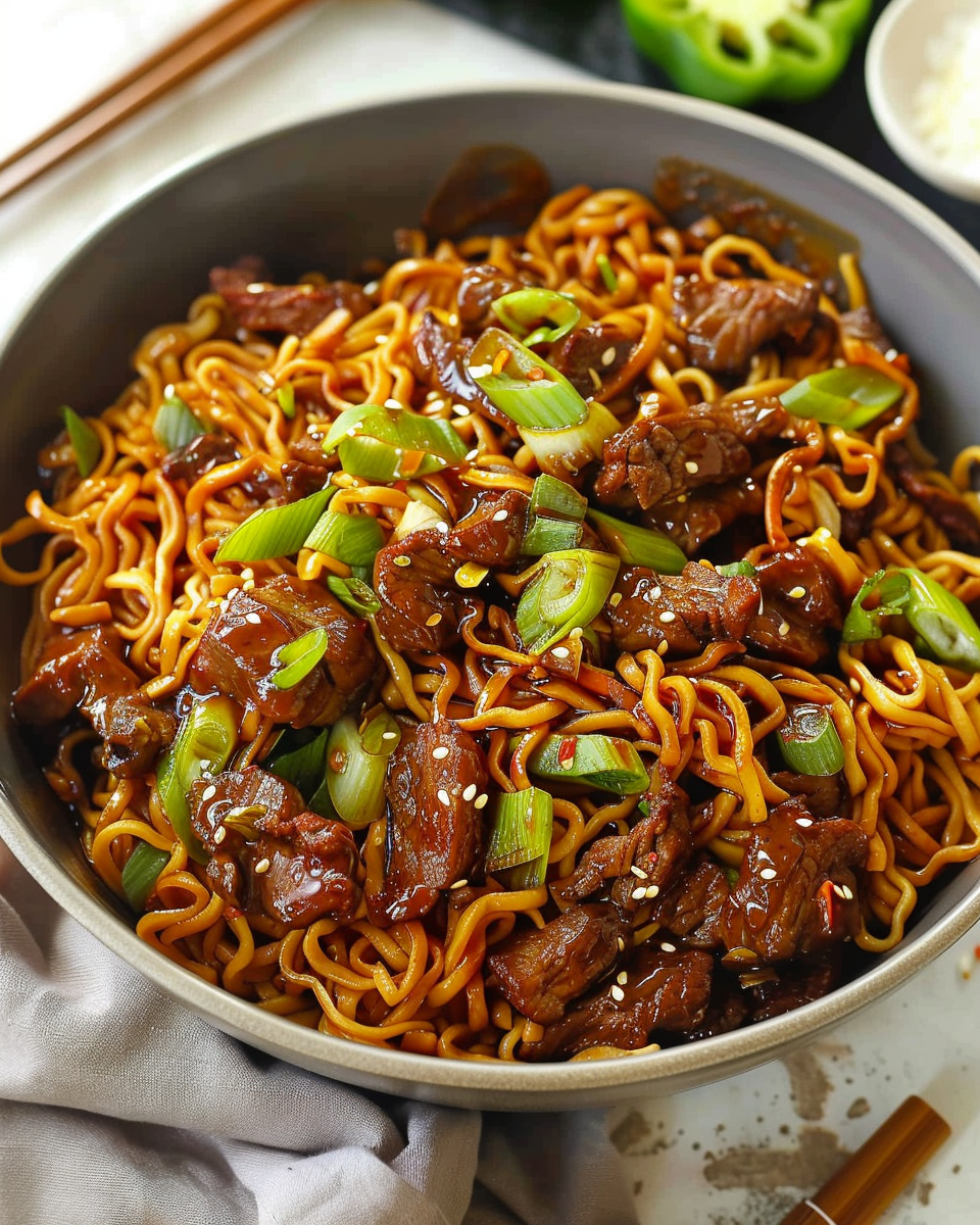 Sticky Beef Noodles