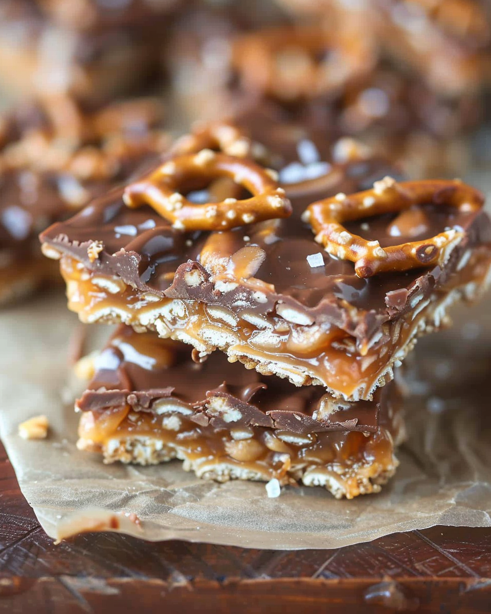 Chocolate & Caramel Pretzel Bars