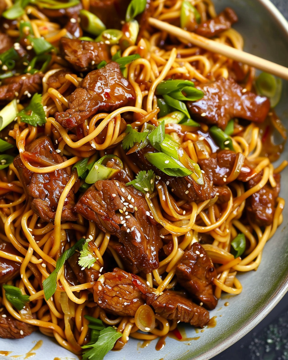 Sticky Beef Noodles Recipe