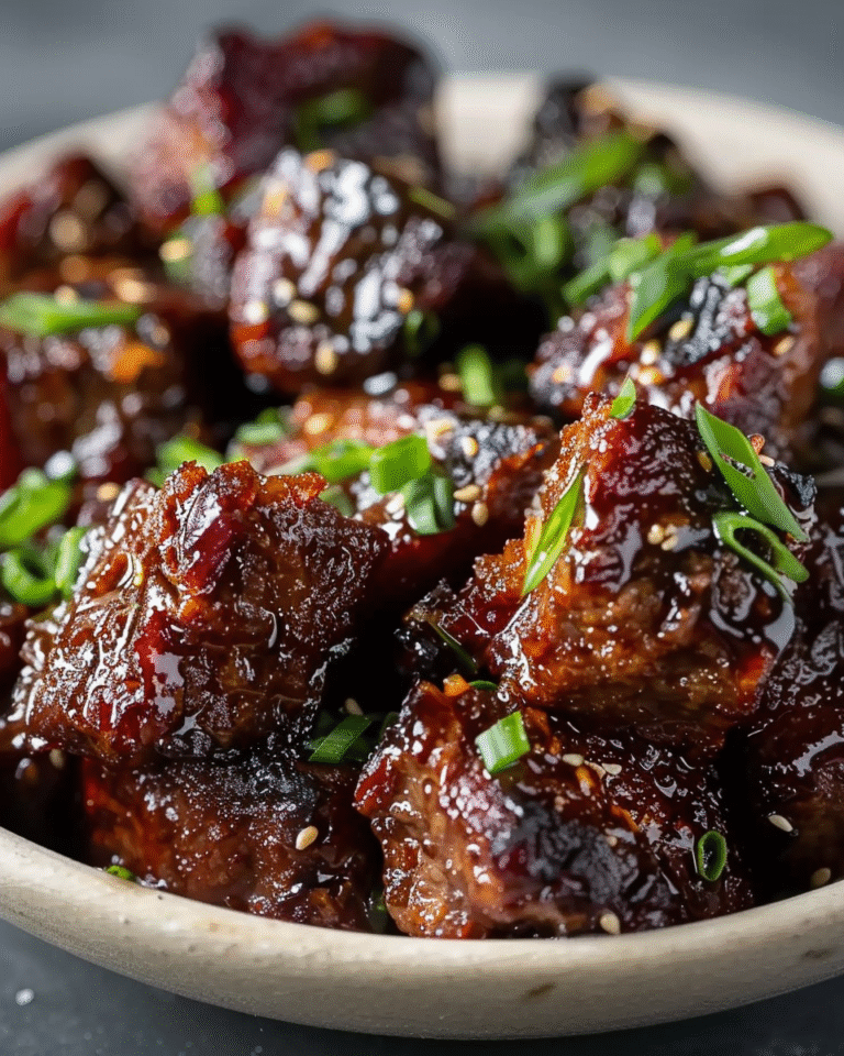 Tender steak bites glazed in a sticky, savory-sweet sauce