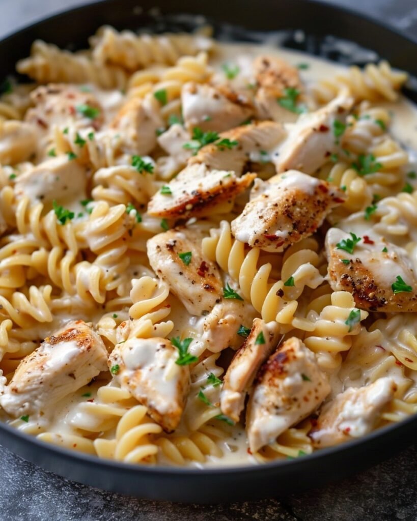 Garlic Parmesan Chicken Pasta with Cream Sauce