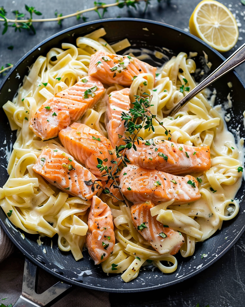 Salmon Alfredo Pasta Recipe