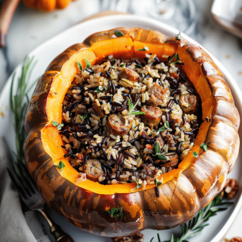 Pumpkin Stuffed with Rice & Sausage Recipe