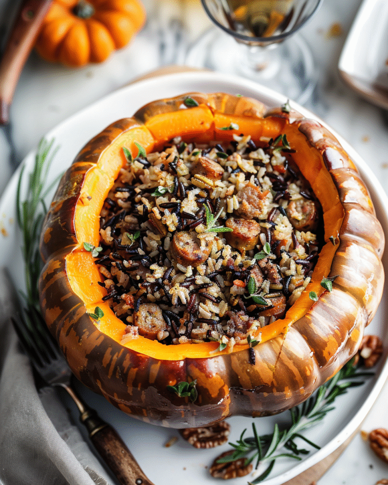 Pumpkin Stuffed with Rice & Sausage Recipe