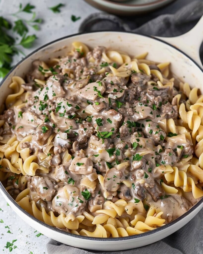 creamy hamburger stroganoff