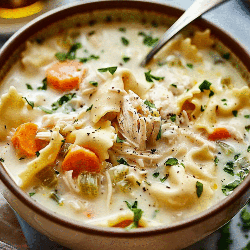 Creamy White Chicken Lasagna Soup