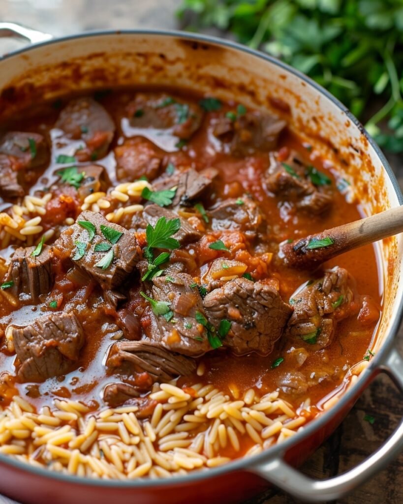 Beef Giouvetsi (Greek Beef Orzo Pasta)