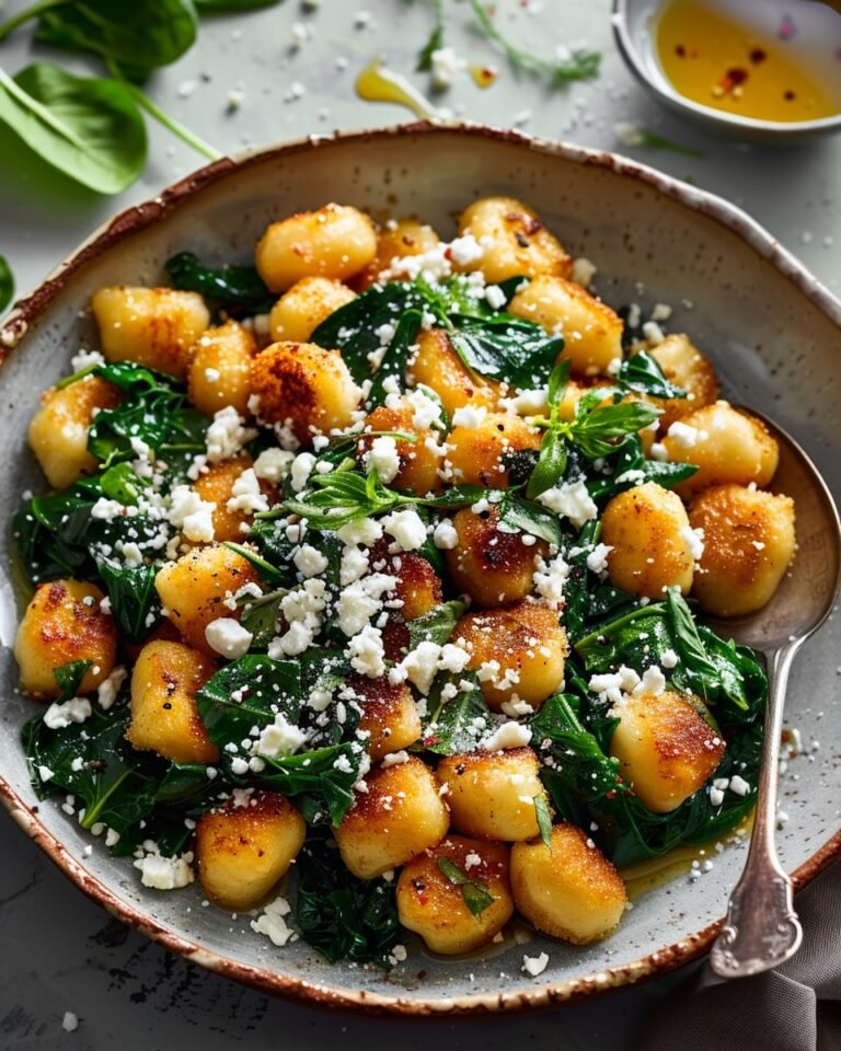 Crispy Gnocchi With Spinach And Feta