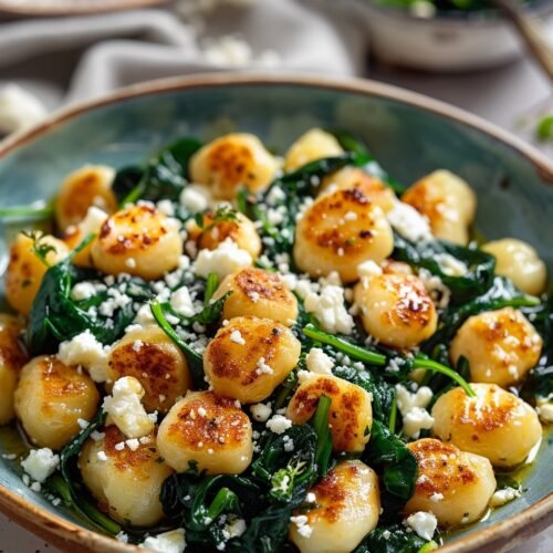 Crispy Gnocchi With Spinach And Feta