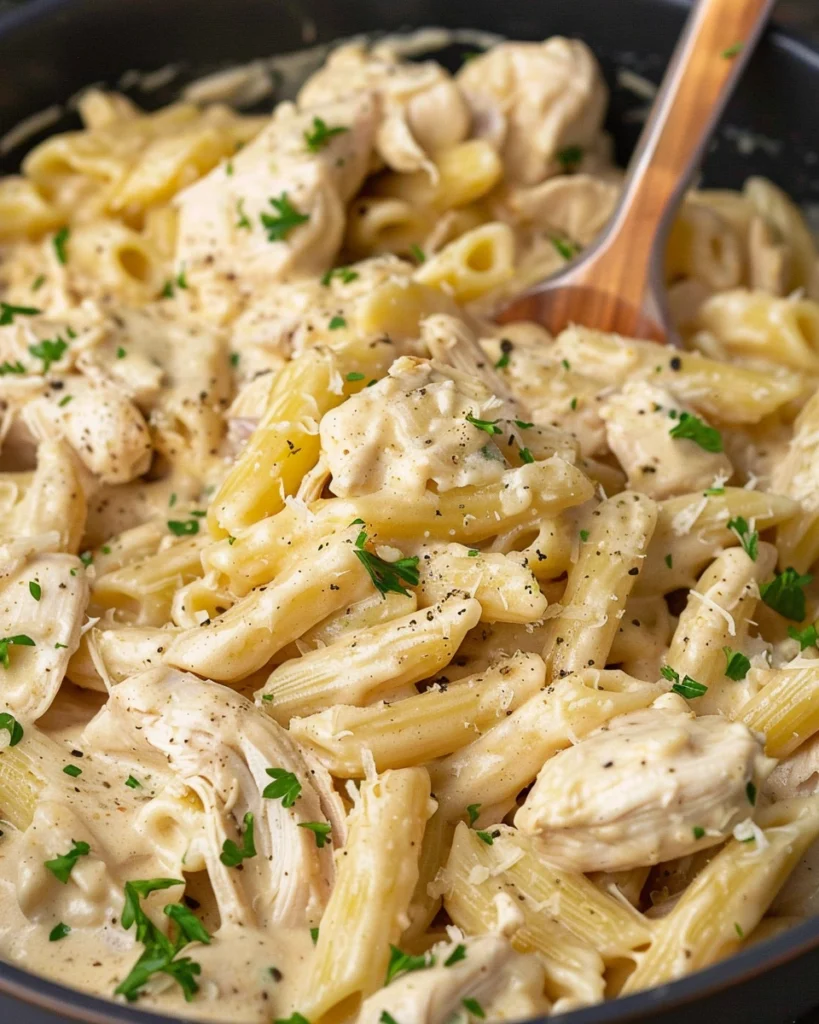 Crock Pot Garlic Parmesan Chicken Pasta