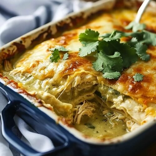 Green Chile Chicken Enchilada Casserole