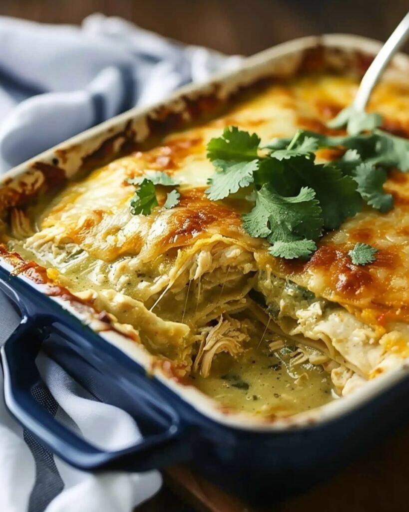 Green Chile Chicken Enchilada Casserole