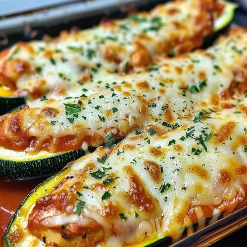 Keto Chicken Parmesan Zucchini Boats