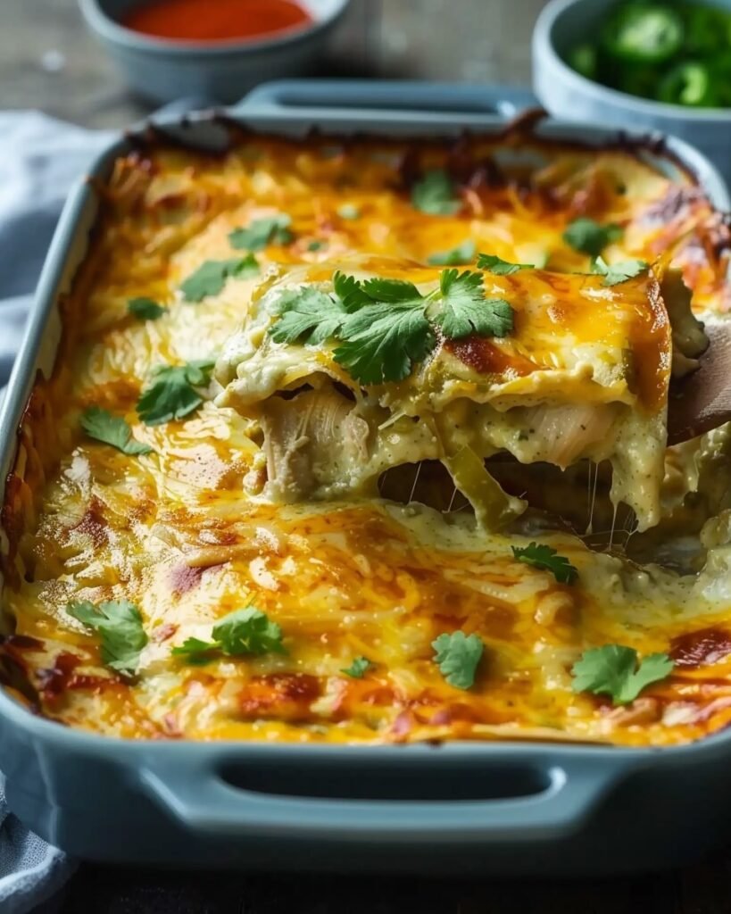 Green Chile Chicken Enchilada Casserole