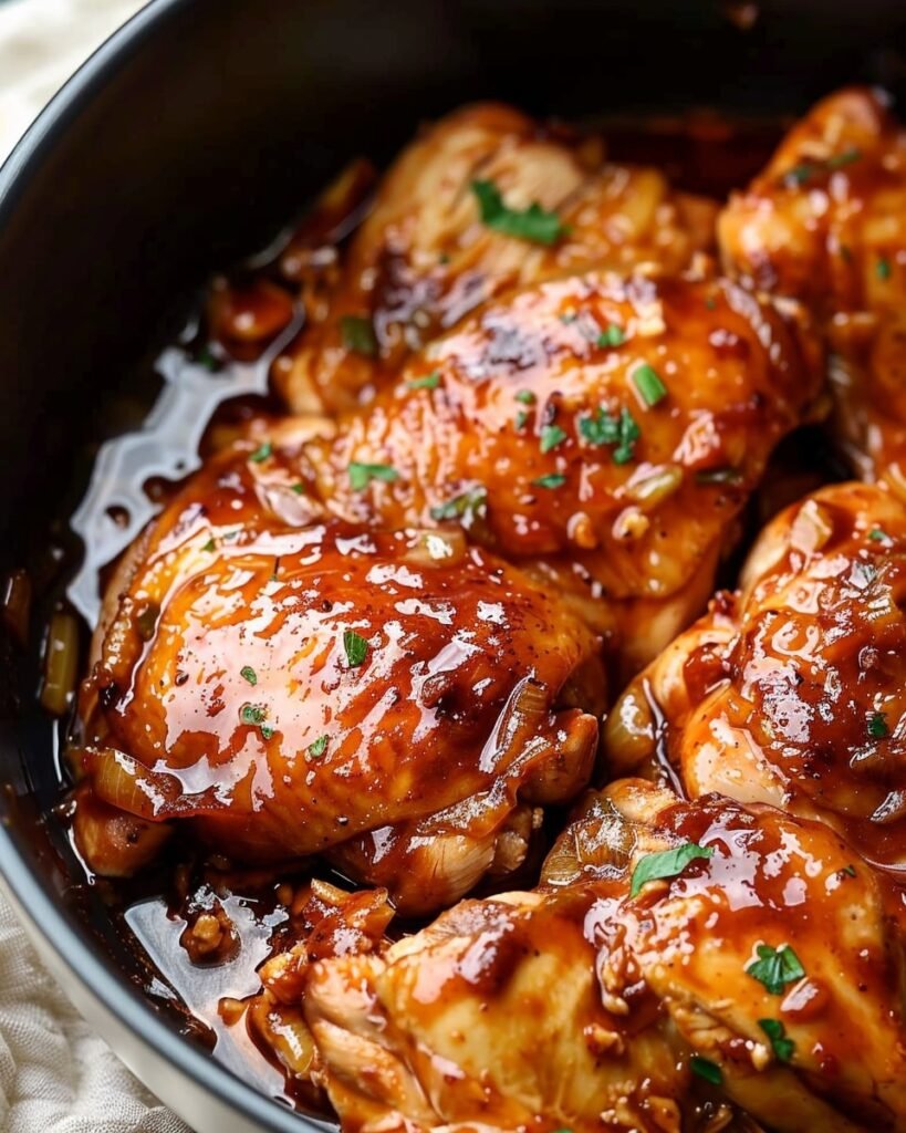 Honey Garlic Slow Cooker Chicken Thighs