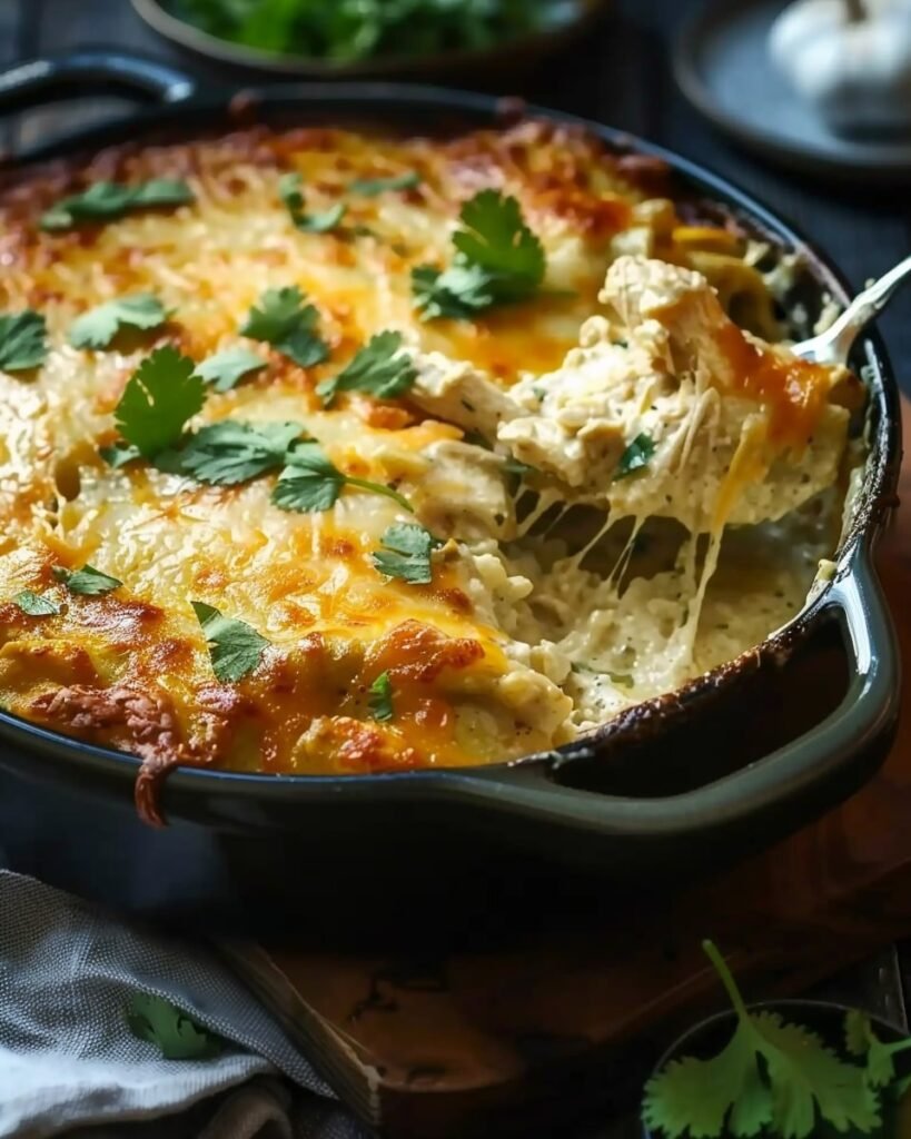 Green Chile Chicken Enchilada Casserole