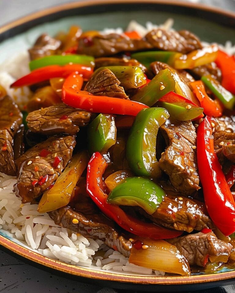 Chinese Pepper Steak with Rice