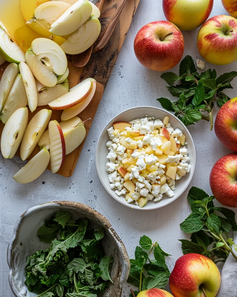 Honeycrisp Apple and Feta Salad Ingredients