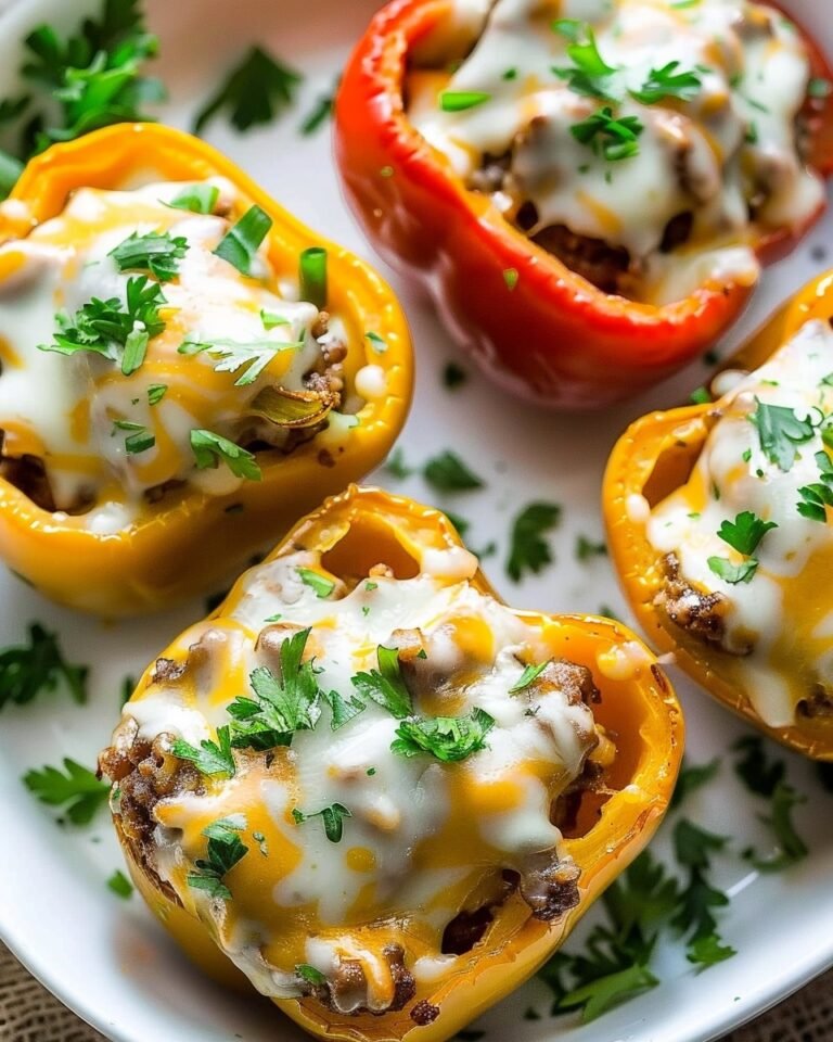 Colorful stuffed peppers with chees